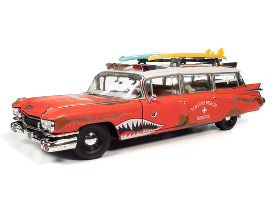 Cadillac 1959 Eldorado Ambulance Surf Shark 1/18 Scale Diecast Vehicle - Click Image to Close